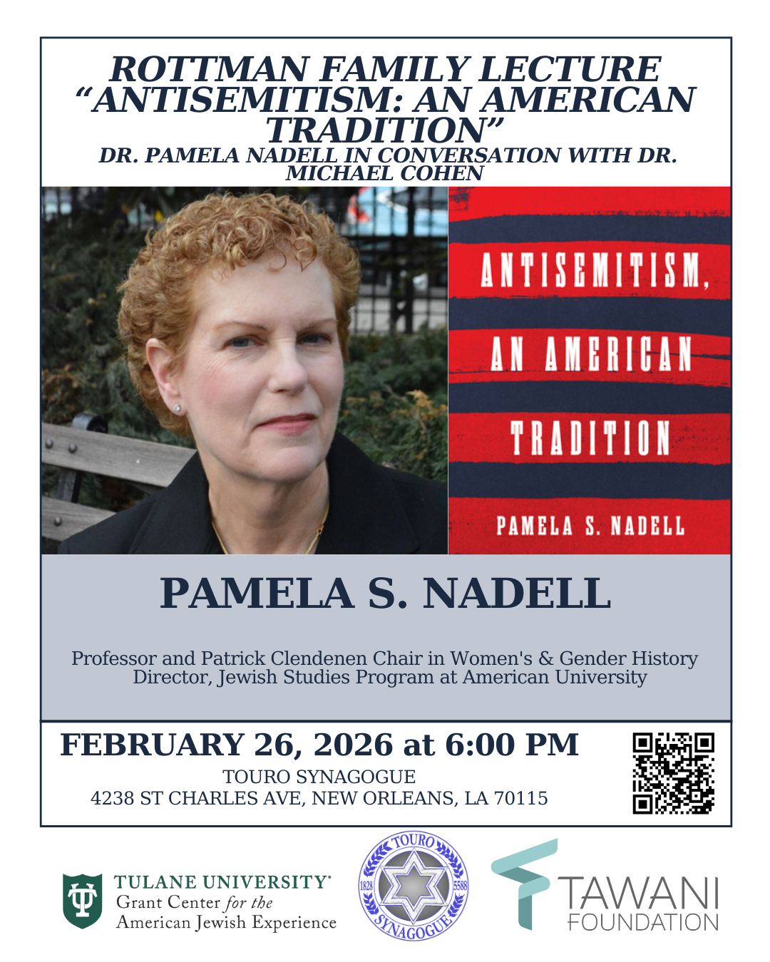 Rottman Family Lecture 2026: Pamela Nadell Book Talk, “Antisemitism: An American Tradition”